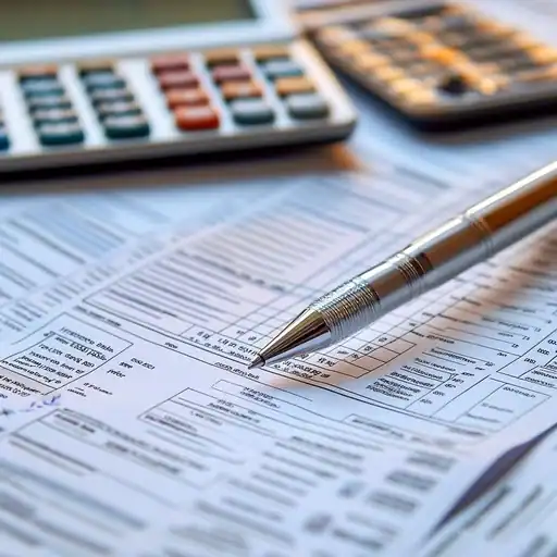 Tax documents and calculator on financial paperwork for legal tax assistance.