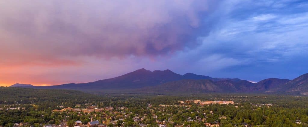 Volcanic mountain landscape at sunset, showcasing natural beauty and scenic views.